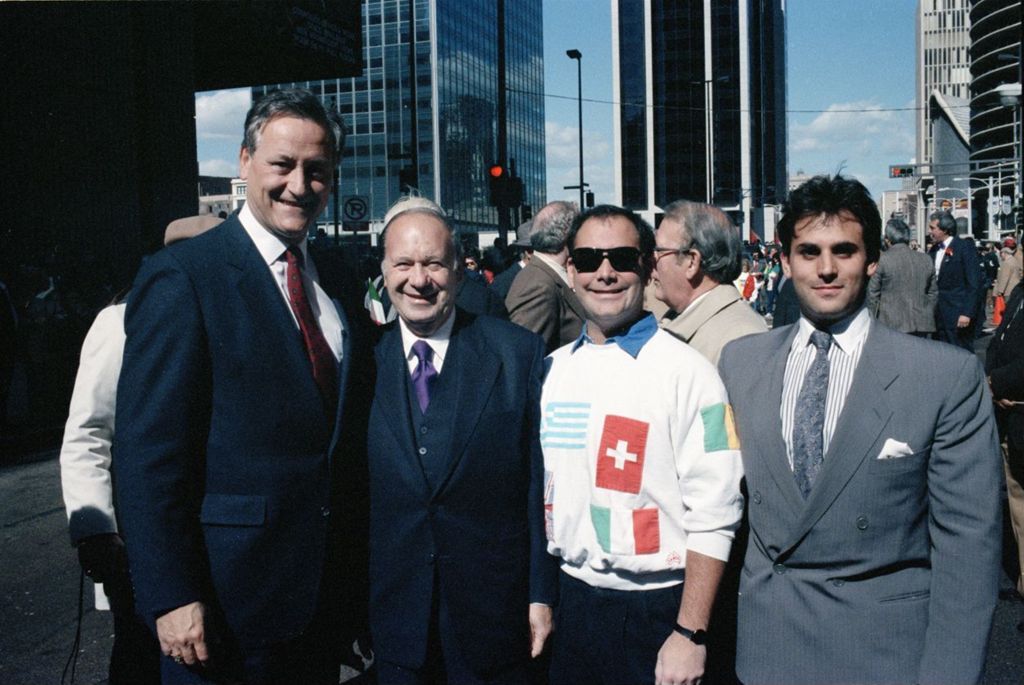 Congressman Frank Annunzio, Mark, and Frank Lato at a parade event