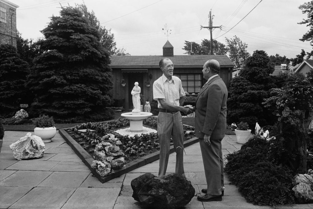 Congressman Frank Annunzio visits the city garden contest best garden winner on Northwest side