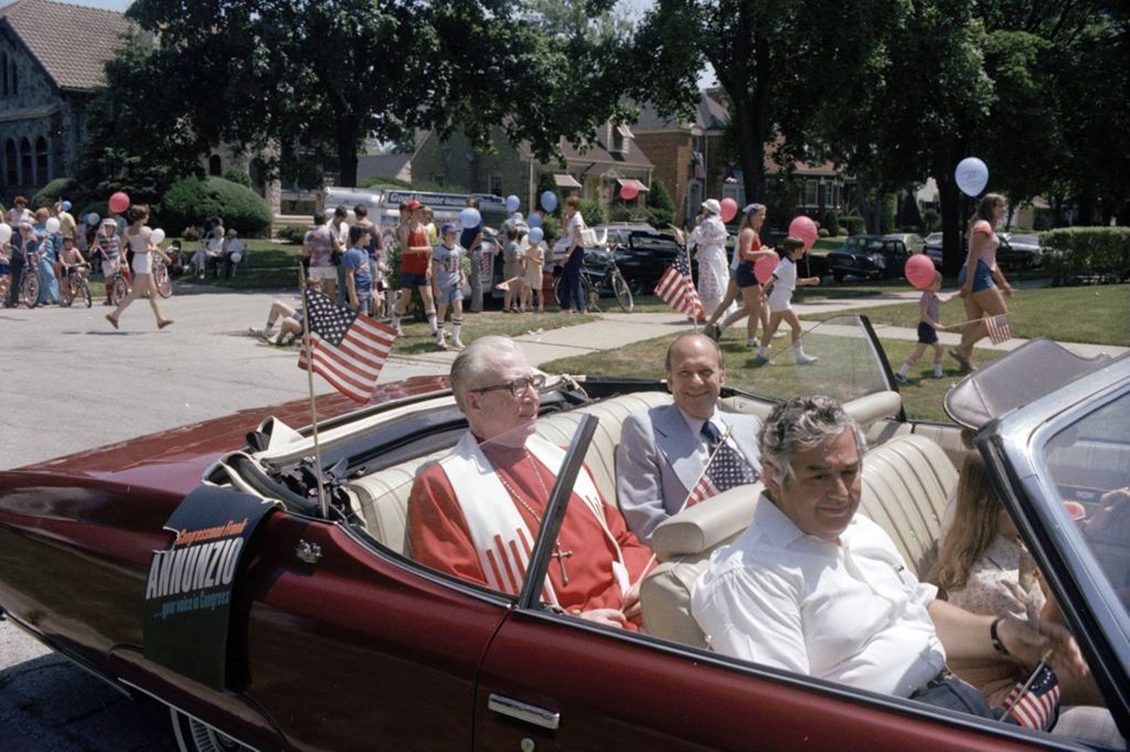 Congressman Frank Annunzio in a parade car