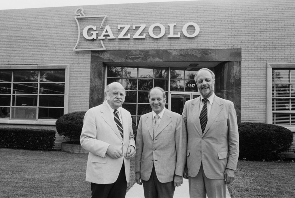 Congressman Frank Annunzio standing outside of Gazzolo company