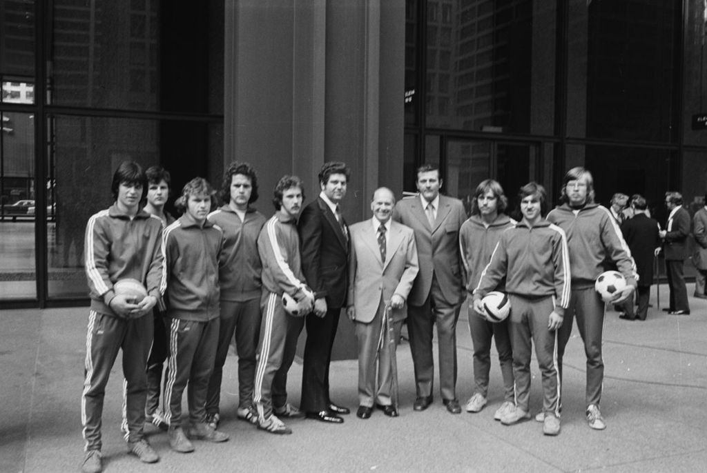 Congressman Frank Annunzio and the Polish soccer team