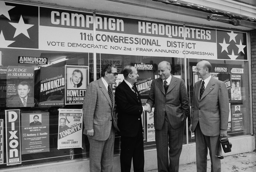 Miniature of Congressman Frank Annunzio at the opening of his campaign office