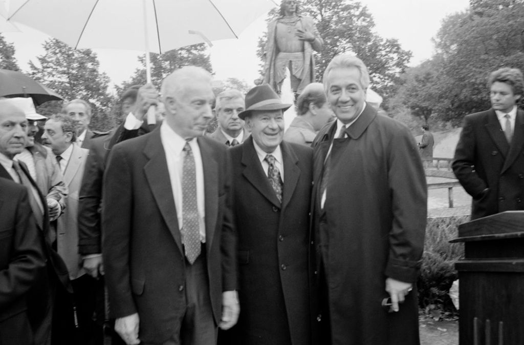 Miniature of Joe DiMaggio, Congressman Frank Annunzio and Dominic Di Frisco