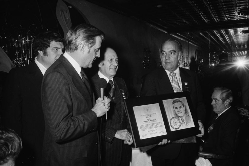 Miniature of Walter Mondale receives an award
