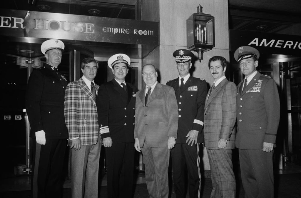 Tony Fornelli, Congressman Frank Annunzio, and members of the armed forces