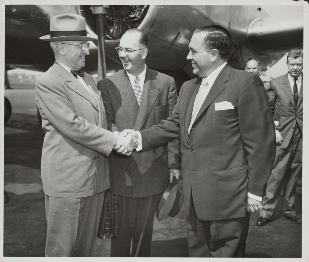 Miniature of President Harry S. Truman shaking hands with Richard J. Daley