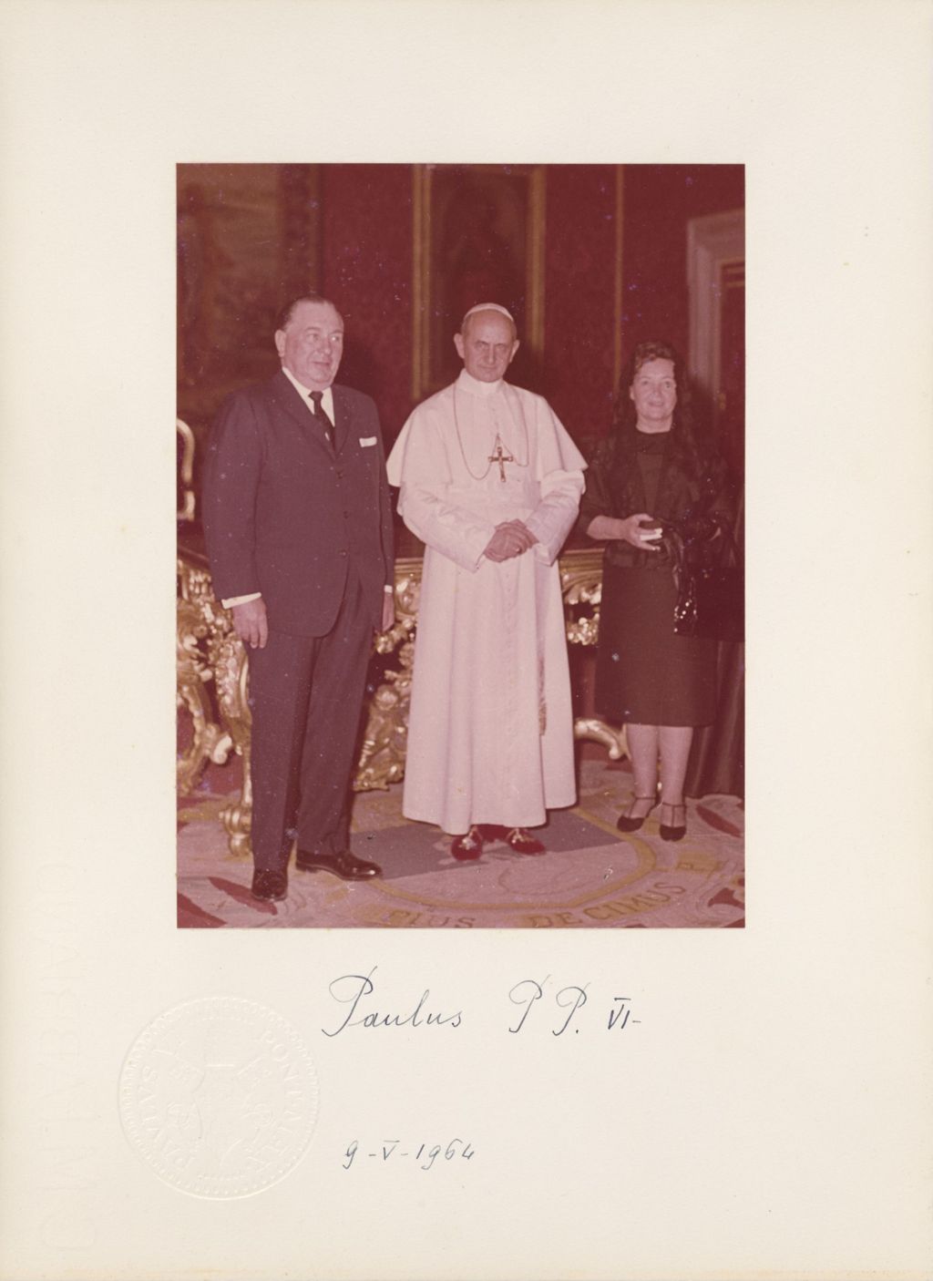 Miniature of Pope Paul V with Richard J. Daley and Eleanor Daley