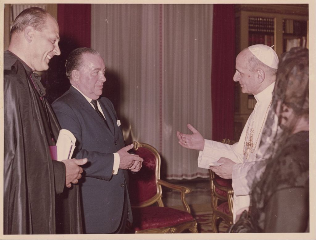 Miniature of Richard J. Daley and Eleanor "Sis" Daley with Pope Paul VI