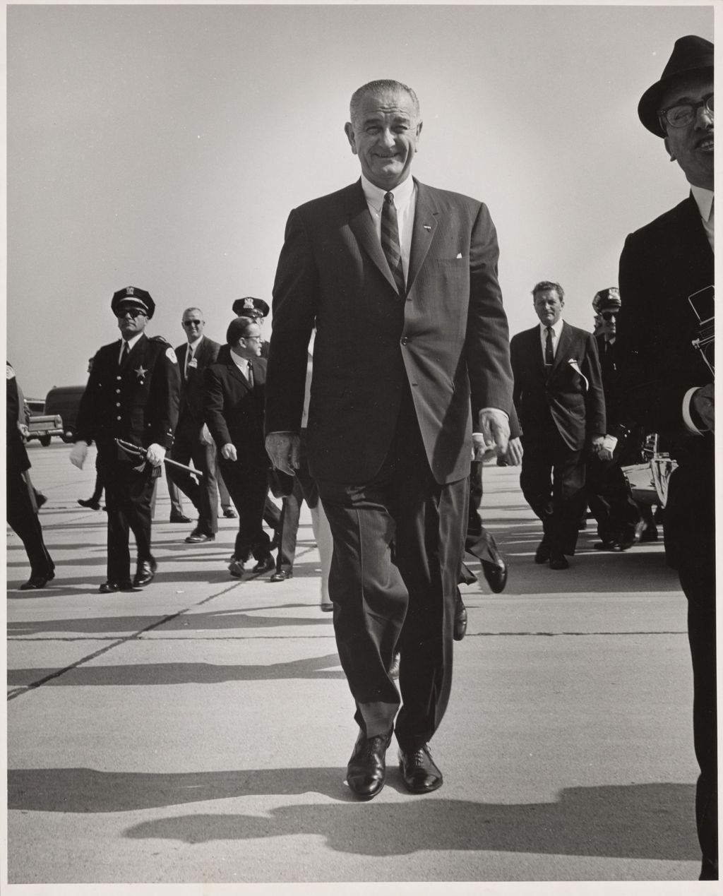 Lyndon B. Johnson at the airport in Chicago