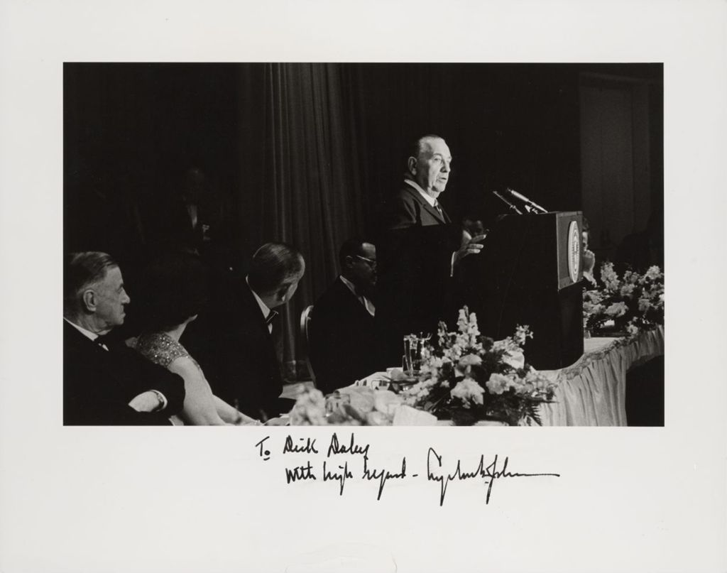 Miniature of Richard J, Daley speaking at a podium