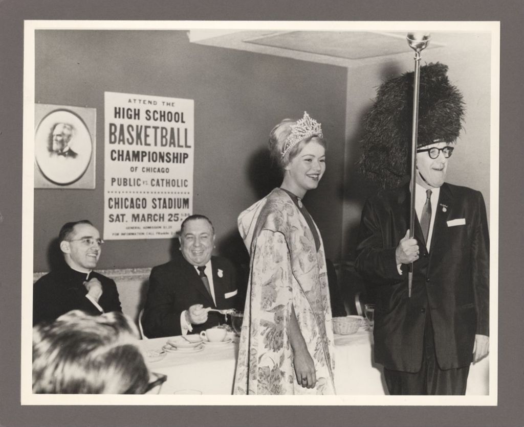 Richard J. Daley, Stephen Bailey and Parade queen at a dining event