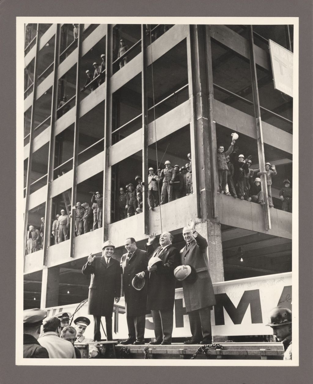 Richard J. Daley at a building construction site event