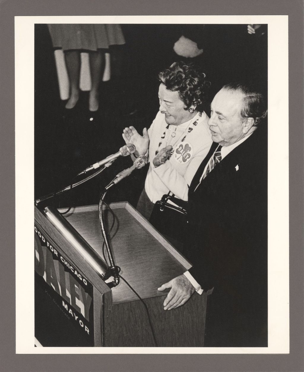 Richard J. Daley and Eleanor Daley on election night