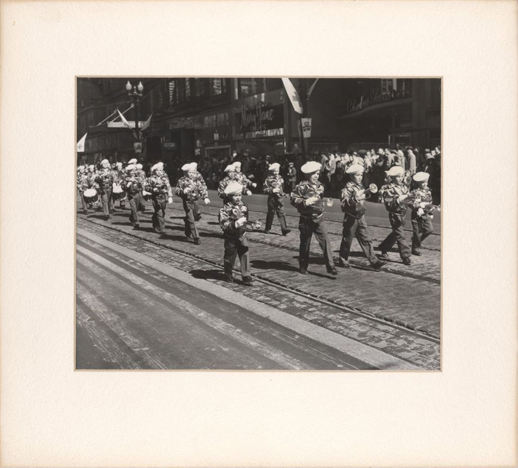 Marching band of young boys in a St. Patrick's Day parade