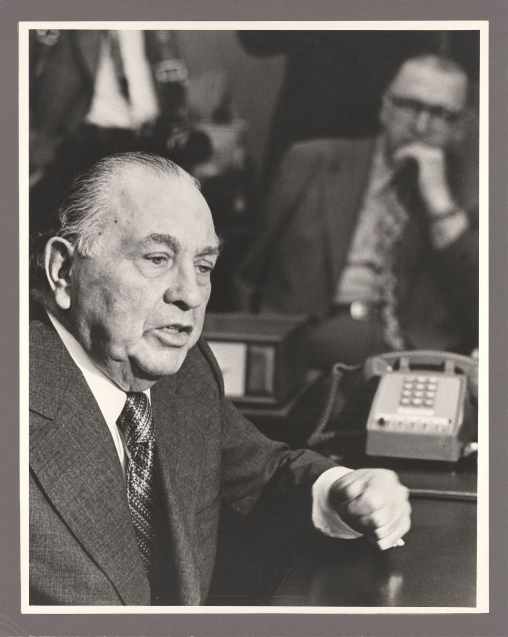 Richard J. Daley at meeting with Board of Education