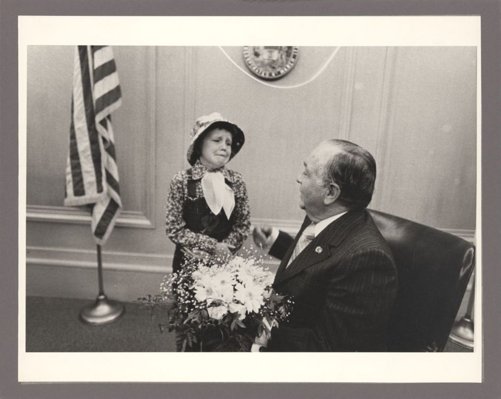 Richard J. Daley with an American Cancer Society representative