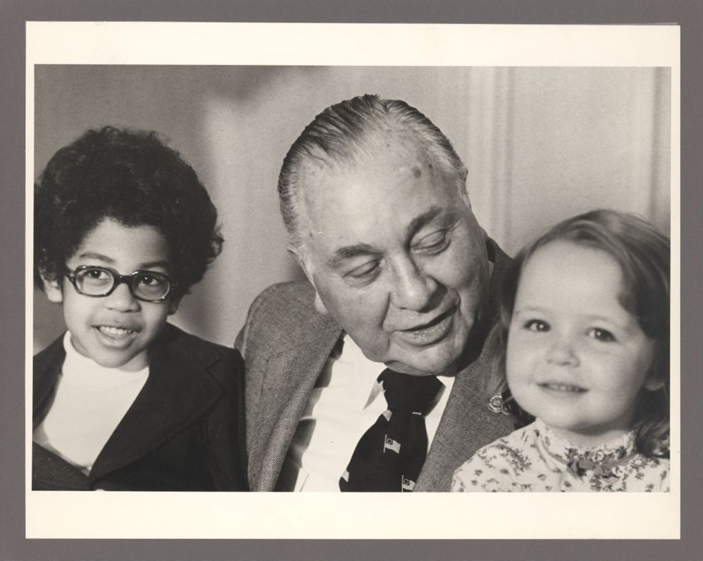 Miniature of Richard J. Daley with two young children