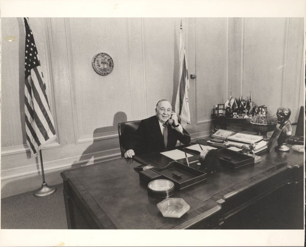 Miniature of Richard J. Daley at his desk in City Hall