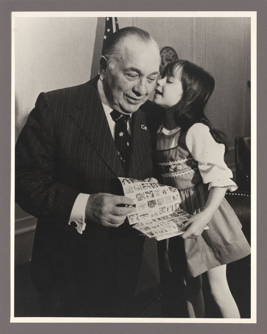 Miniature of Richard J. Daley and young girl with Christmas Seals