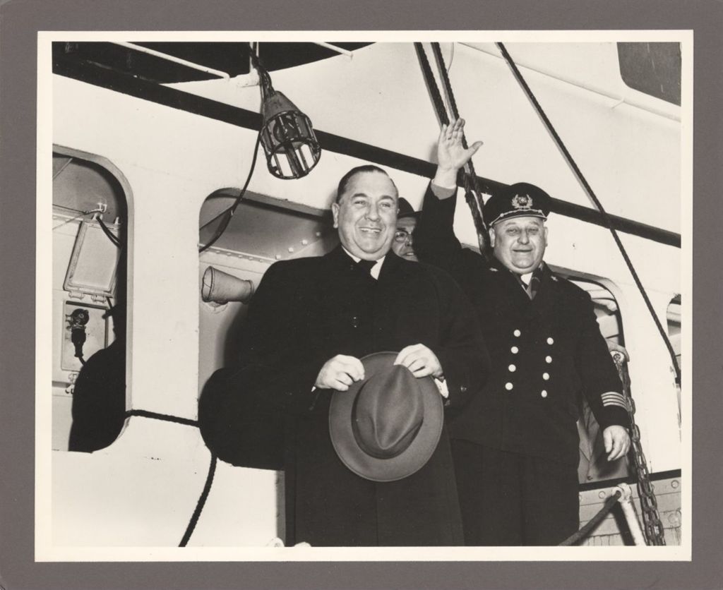 Miniature of Opening of the St. Lawrence Seaway, Richard J. Daley with ship captain