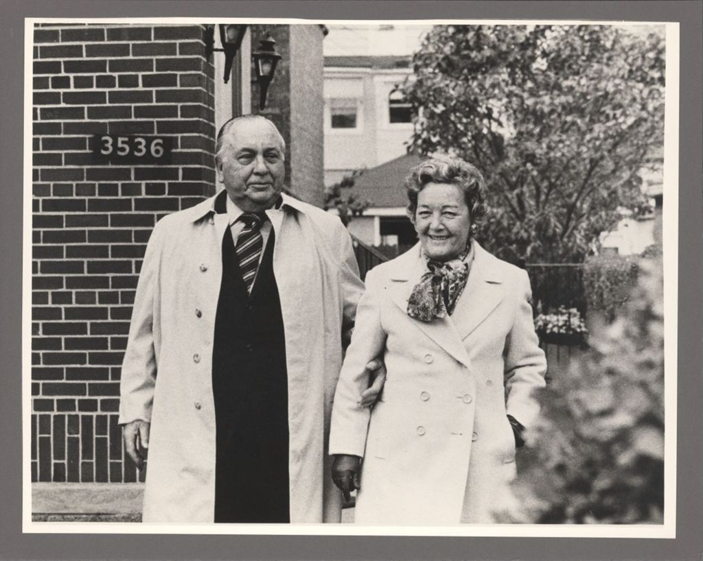 Richard J. and Eleanor Daley outside their home