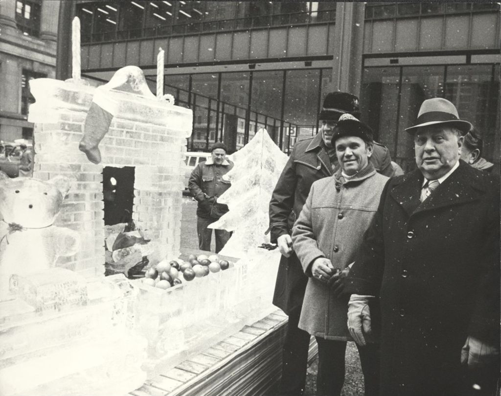 Richard J. Daley views ice sculptures on his last day of life