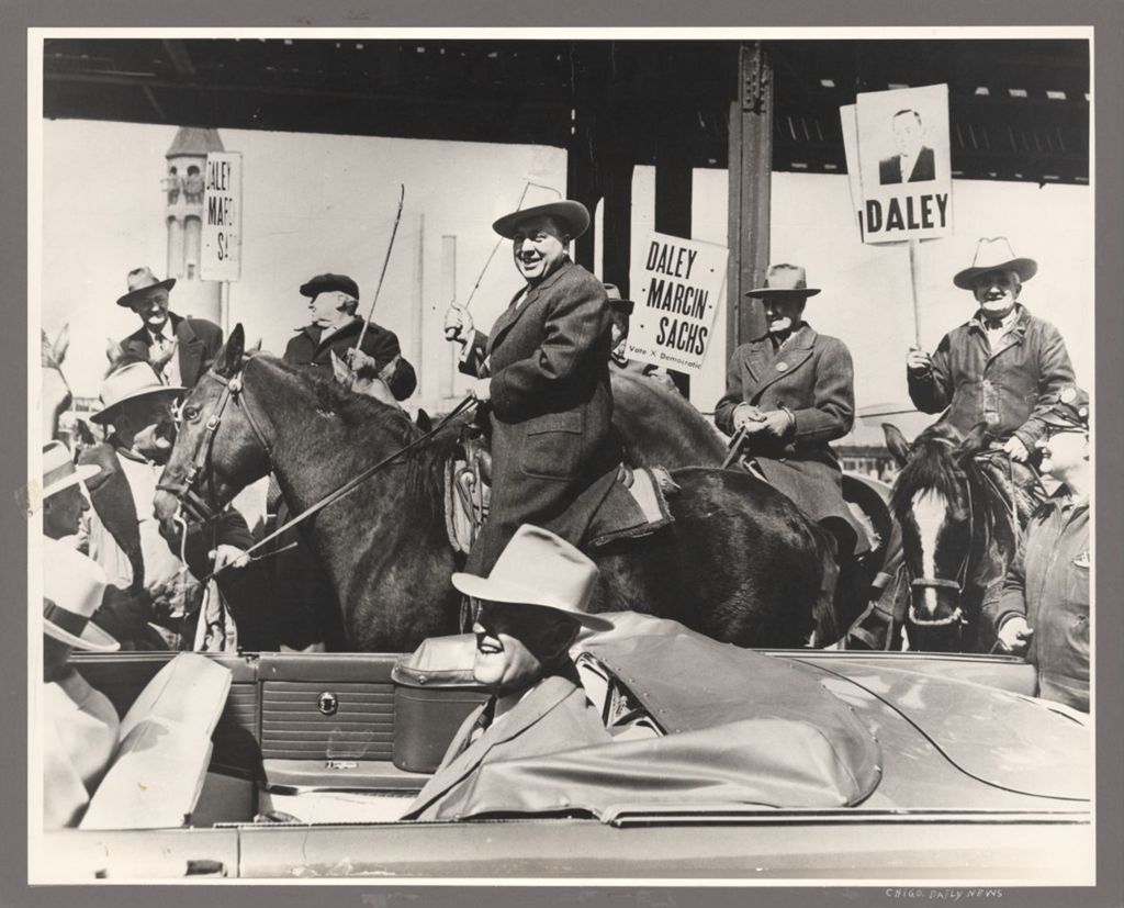 Miniature of Richard J. Daley parades on horseback