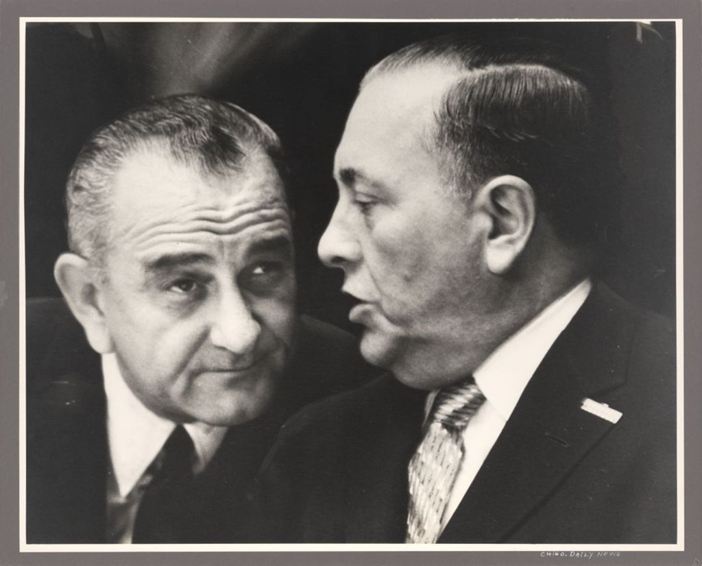 Miniature of Richard J. Daley and Lyndon B. Johnson
