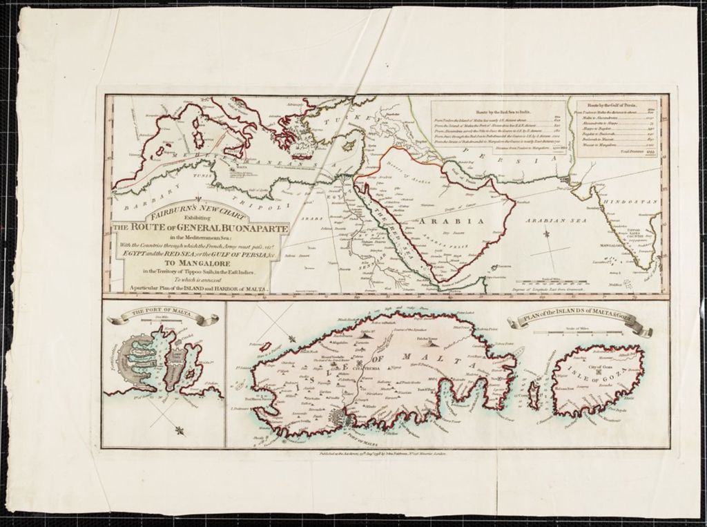 Miniature of Fairburn's new chart exhibiting the route of General Bounaparte in the Mediterranean Sea / John Fairburn (1798)