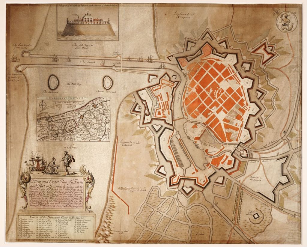 A new and exact plan of ye towne and port of Dunkirk / Skynner [and] Christopher Brown (1706)