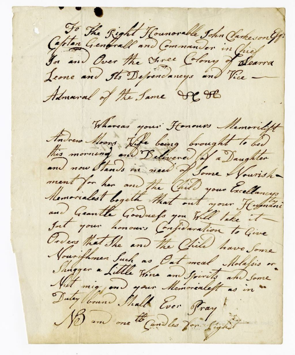 Miniature of Letter to John Clarkson, August 24, 1792