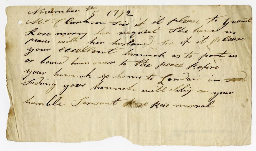 Miniature of Letter from Rose Murray to John Clarkson