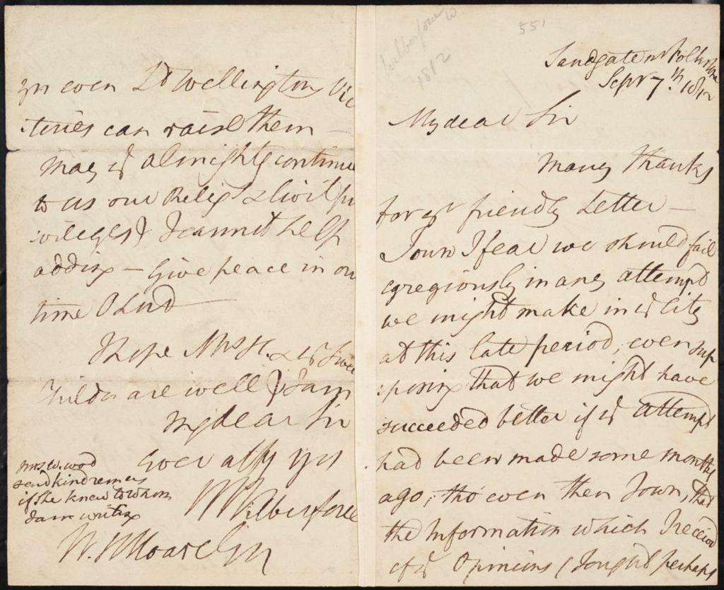 Miniature of Letter (September 7, 1812)