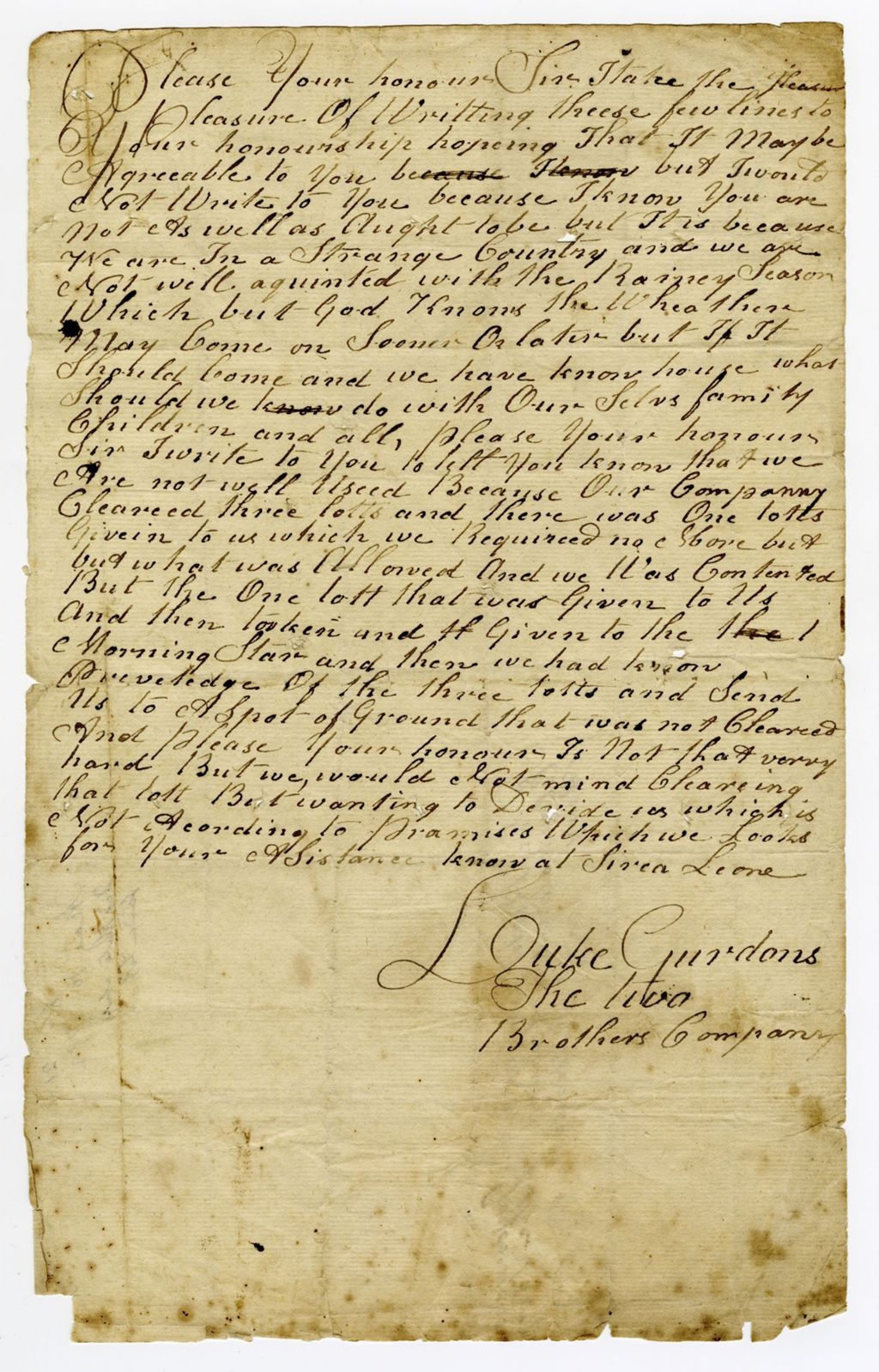 Miniature of Letter from Luke Gurdons