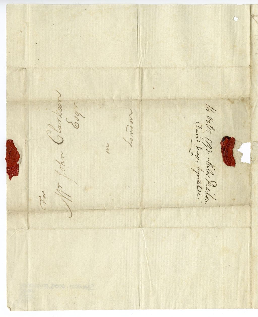 Miniature of Letter from Niles Dixon to John Clarkson