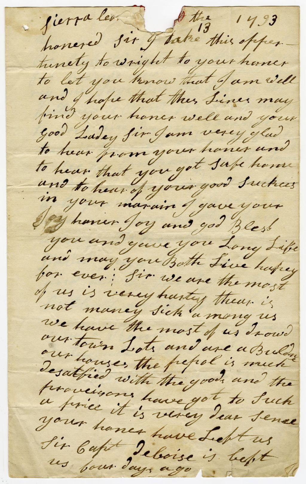 Miniature of Letter from Richard Crankeapoon (?) to John Clarkson