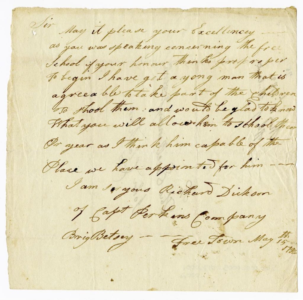 Miniature of Letter from Richard Dickson to John Clarkson