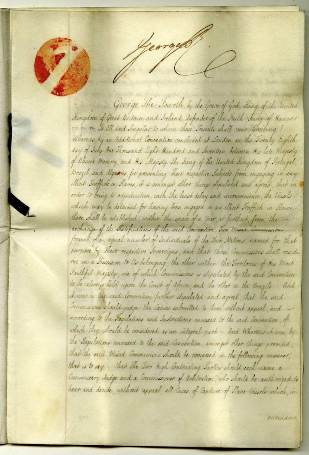 Royal Warrant, July 28, 1817, signed by George IV