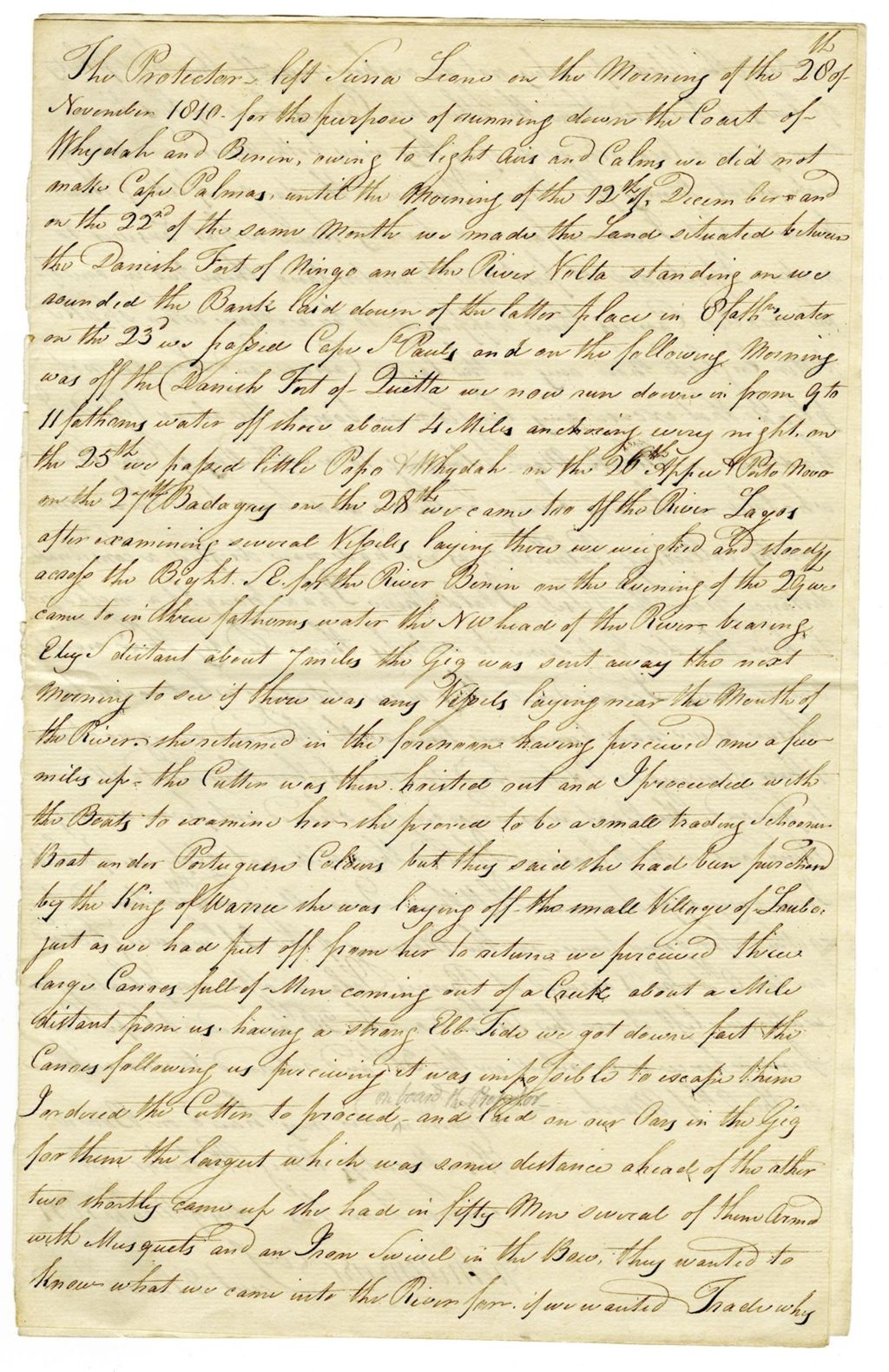 Report of a cruise to Whydah and Benin, 1811