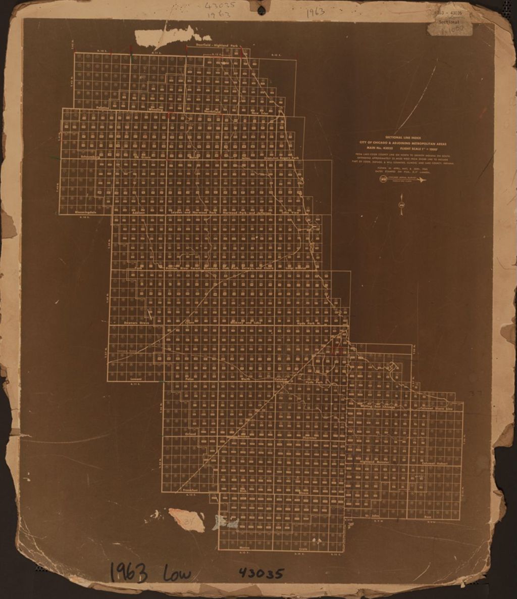 Miniature of Aerial survey index map for 1963 Chicago Plan Commission Aerial Survey (43035)