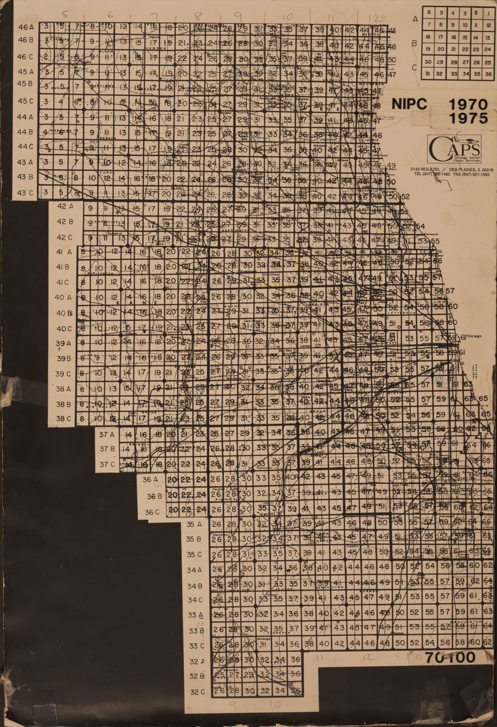 Miniature of Aerial survey index maps for 1970 and 1975 surveys of Northeastern Illinois and Northwestern Indiana (70100, 70101, 75100)
