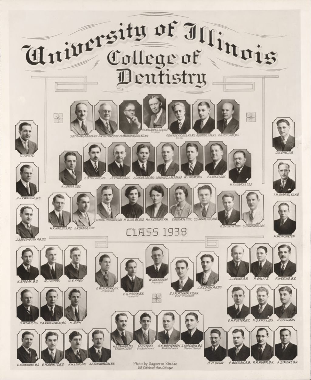 Miniature of 1938 graduating class, University of Illinois College of Dentistry