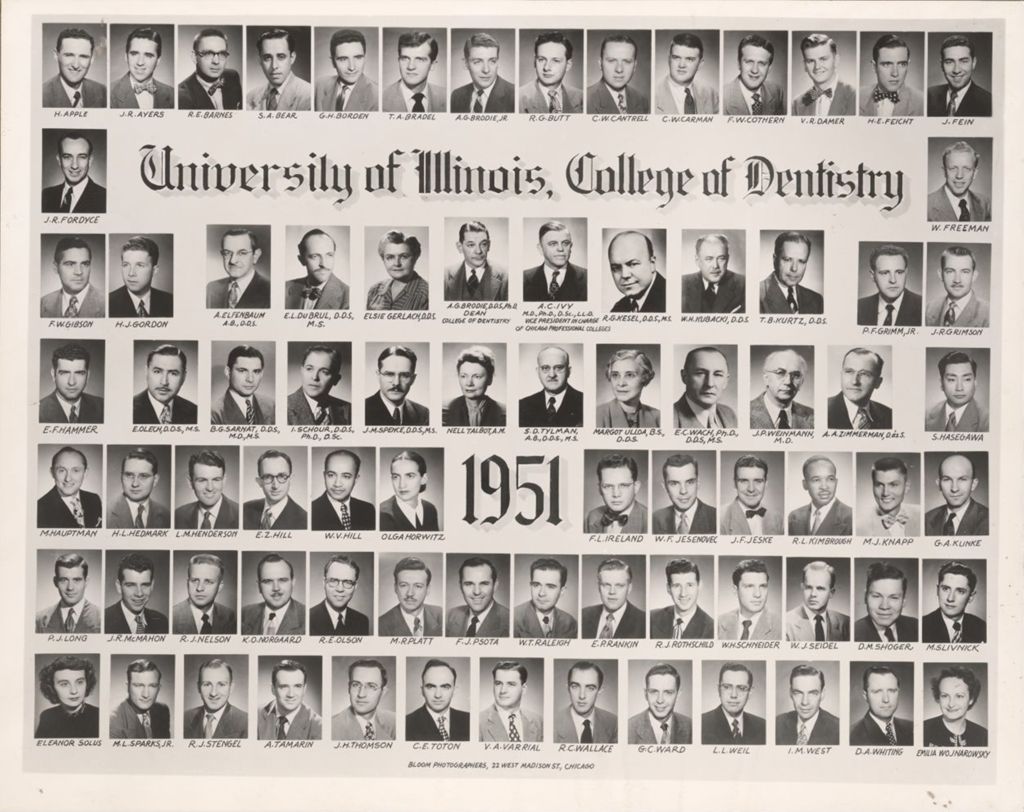 Miniature of 1951 graduating class, University of Illinois College of Dentistry