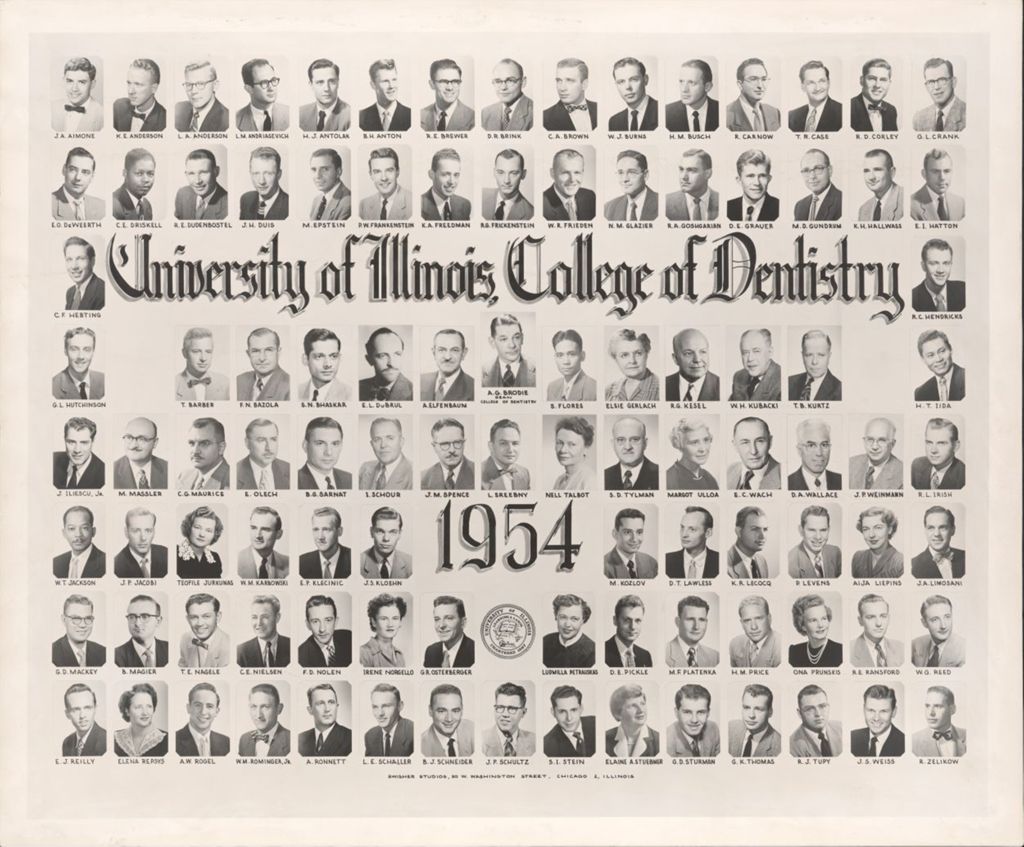 Miniature of 1954 graduating class, University of Illinois College of Dentistry
