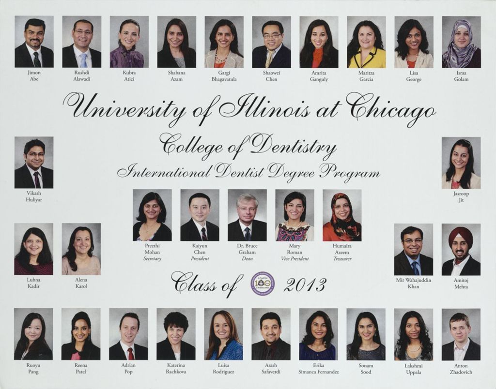 2013 International Dentist Degree Program graduating class, University of Illinois College of Dentistry