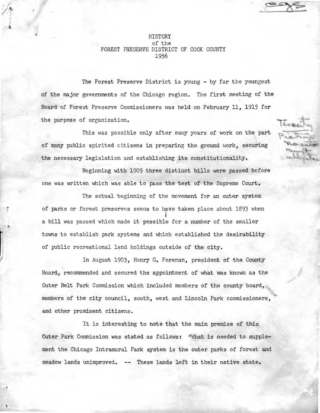 Miscellaneous, policies, histories, and encroachment, 1956