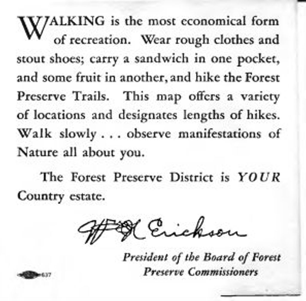 Miniature of Cards with hints on how to walk in forest preserves, no date.