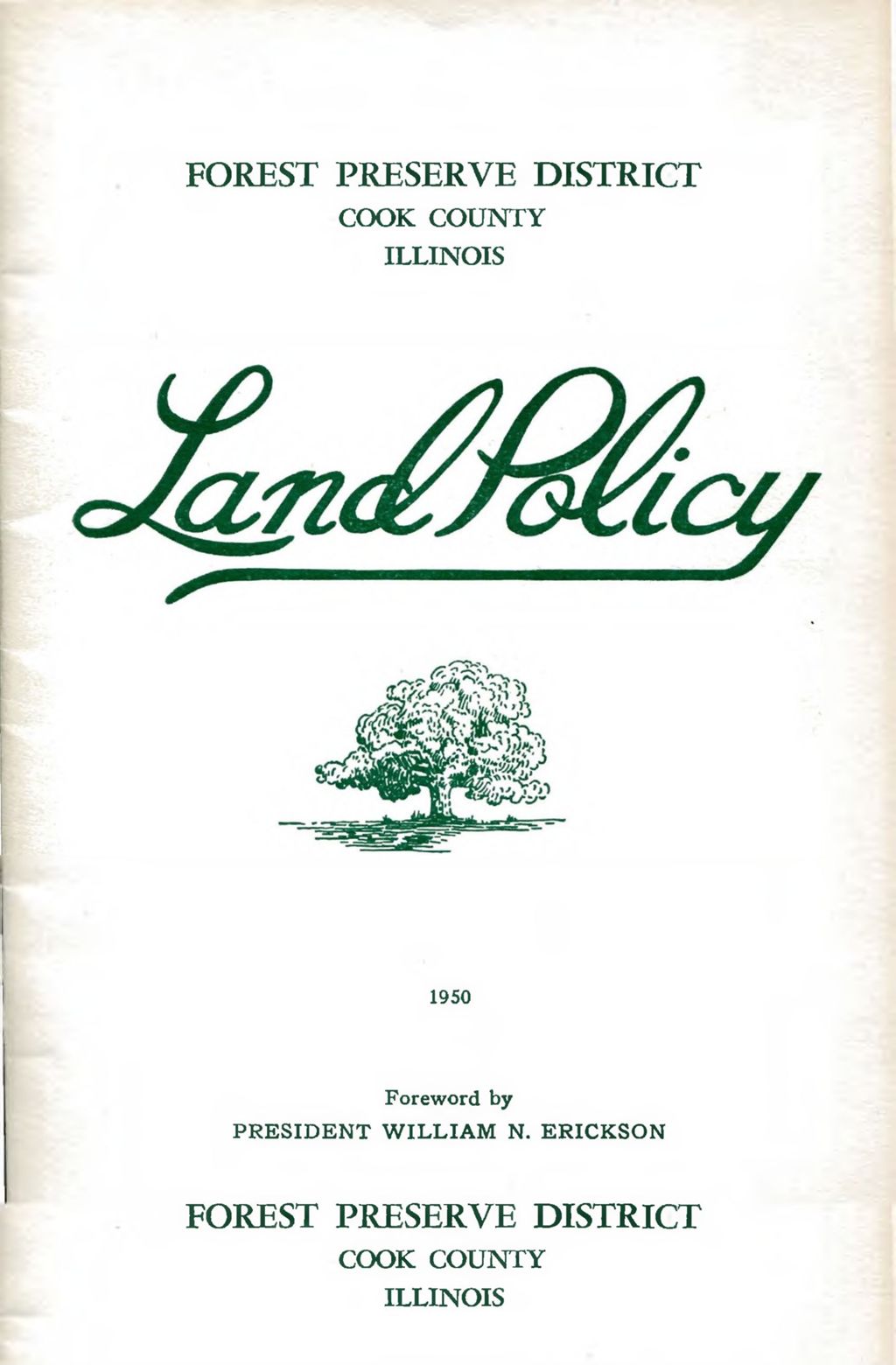 Land Policy, Forest Preserve District of Cook County, 1950