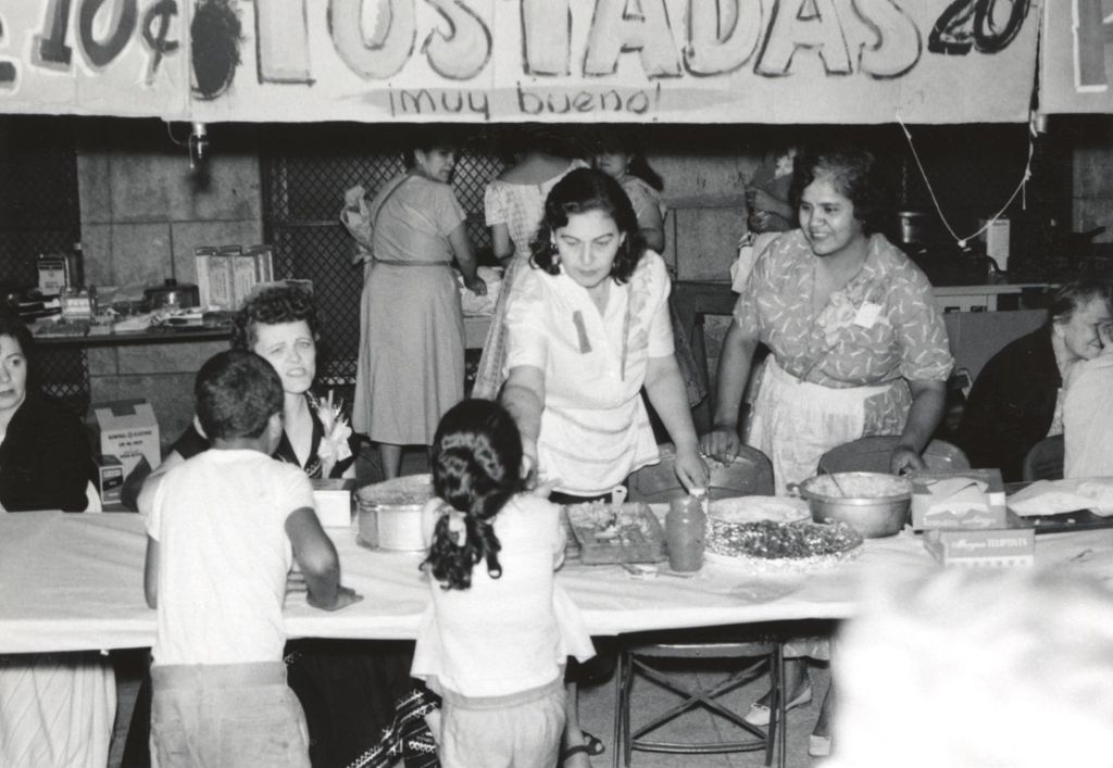 Selling tostadas at an event