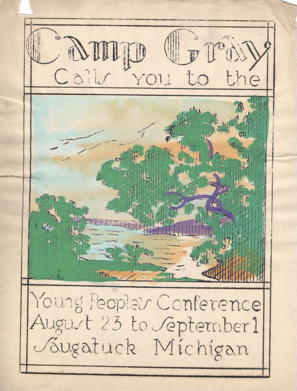 Flyer announcing Young People's Conference at Camp Gray